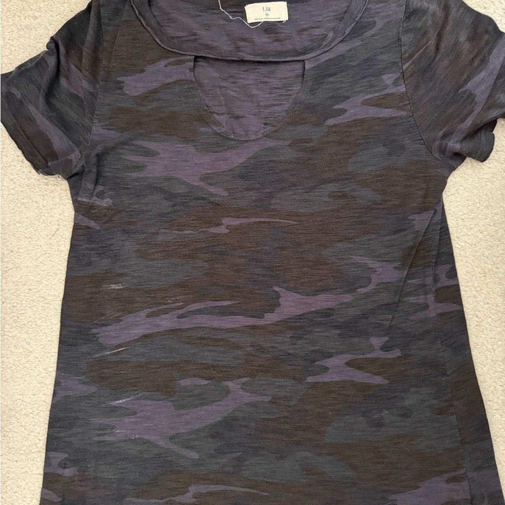 T.La Purple and Gray Camouflage Tee